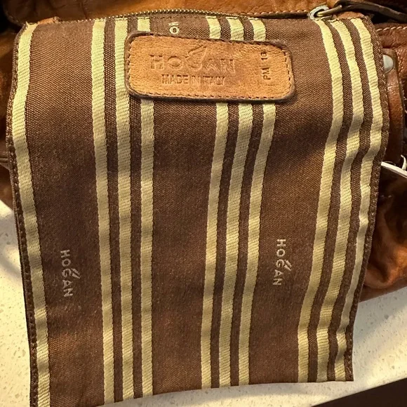 HOGAN Dist. COGNAC Imp. Crinkled LTR Handbag-Pre Owned Vintage**** - Picture 12 of 16